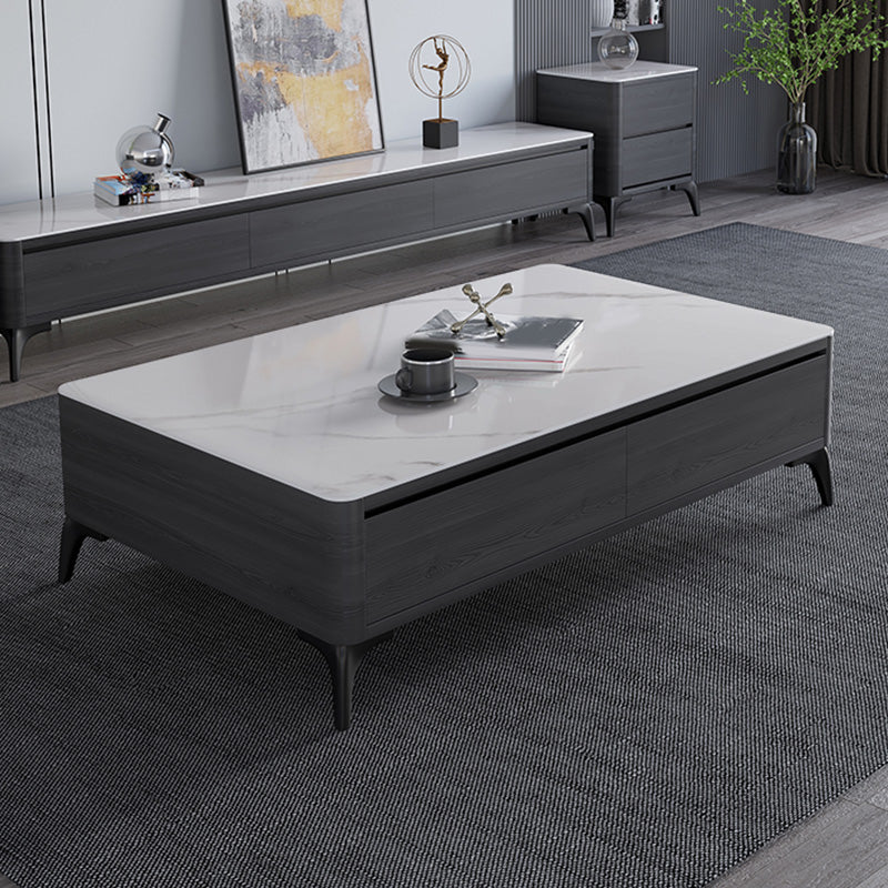 Schieferrechteangle moderner Kaffeetisch 4 Beine Eins Couchtisch mit 4 Schubladen