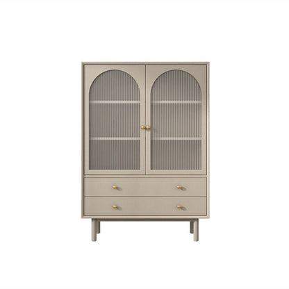 Contemporary Solid Wood Accent Cabinet Beige 2/4-Drawer Chest with Rattan Accent 31"L x 16"W x 47"H Glass