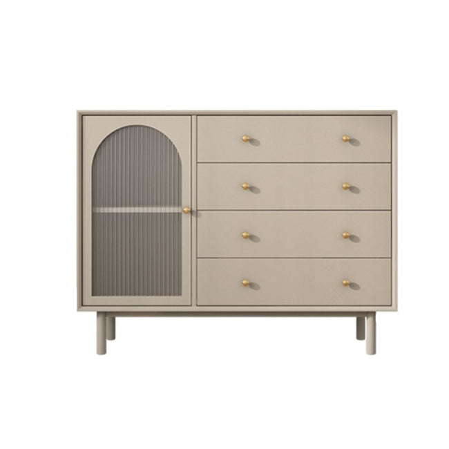 Contemporary Solid Wood Accent Cabinet Beige 2/4-Drawer Chest with Rattan Accent 39"L x 16"W x 31"H Glass Clearhalo 'Cabinets & Chests' 'cabinets_chests' 'furn' 'furn_cabinets_chests' 'Furniture' 'Living Room Furniture' 6993582