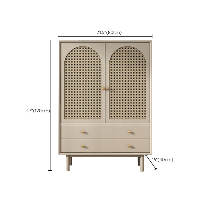 Contemporary Solid Wood Accent Cabinet Beige 2/4-Drawer Chest with Rattan Accent Clearhalo 'Cabinets & Chests' 'cabinets_chests' 'furn' 'furn_cabinets_chests' 'Furniture' 'Living Room Furniture' 6993586