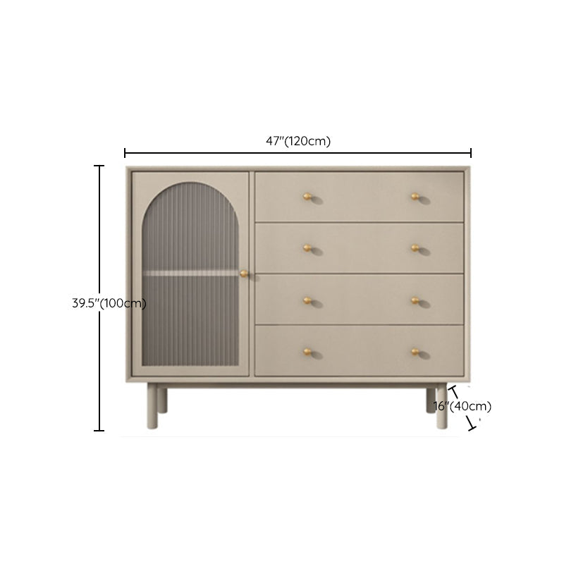 Contemporary Solid Wood Accent Cabinet Beige 2/4-Drawer Chest with Rattan Accent Clearhalo 'Cabinets & Chests' 'cabinets_chests' 'furn' 'furn_cabinets_chests' 'Furniture' 'Living Room Furniture' 6993587