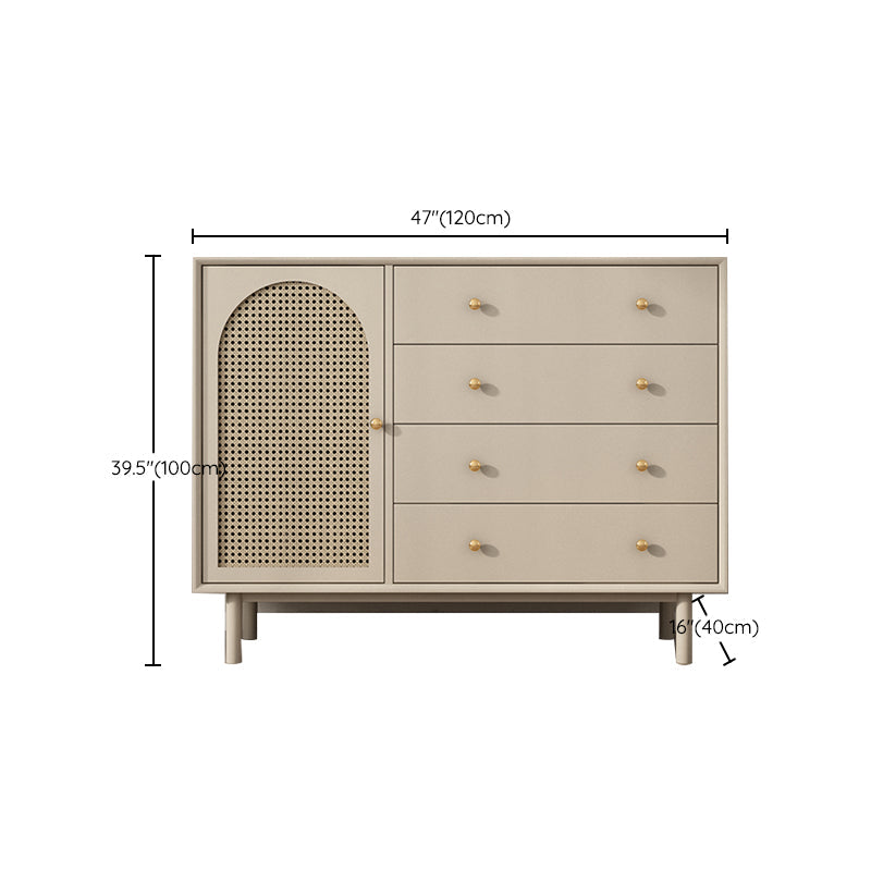 Contemporary Solid Wood Accent Cabinet Beige 2/4-Drawer Chest with Rattan Accent Clearhalo 'Cabinets & Chests' 'cabinets_chests' 'furn' 'furn_cabinets_chests' 'Furniture' 'Living Room Furniture' 6993588