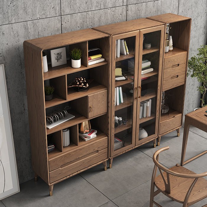 Image de rangement en bois massif de 74 "Tireurs de rangement massif inclus coffre avec étagères