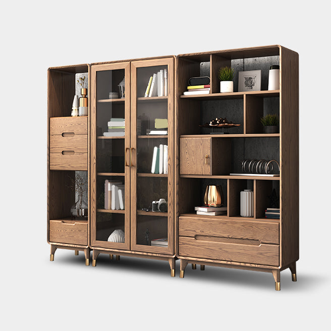 Image de rangement en bois massif de 74 "Tireurs de rangement massif inclus coffre avec étagères