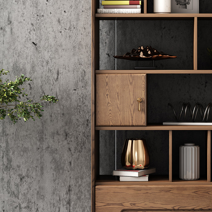 Image de rangement en bois massif de 74 "Tireurs de rangement massif inclus coffre avec étagères