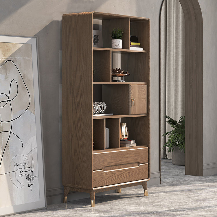 Image de rangement en bois massif de 74 "Tireurs de rangement massif inclus coffre avec étagères