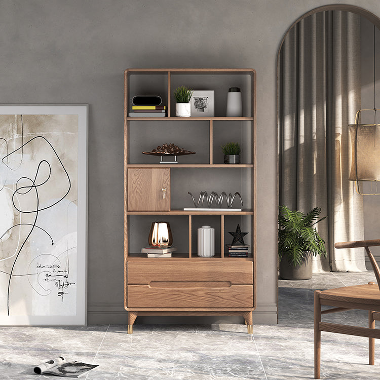 Image de rangement en bois massif de 74 "Tireurs de rangement massif inclus coffre avec étagères