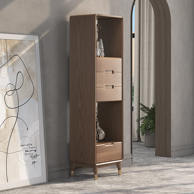 Image de rangement en bois massif de 74 "Tireurs de rangement massif inclus coffre avec étagères