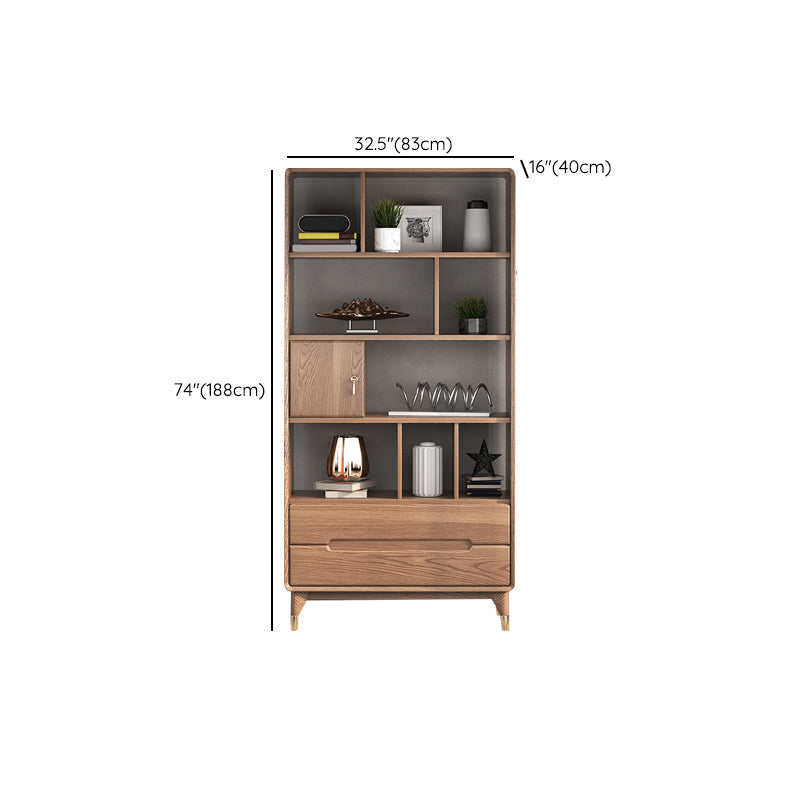 Image de rangement en bois massif de 74 "Tireurs de rangement massif inclus coffre avec étagères