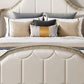 Modern Upholstered Headboard Bed Solid Wood Standard Bed Camelback