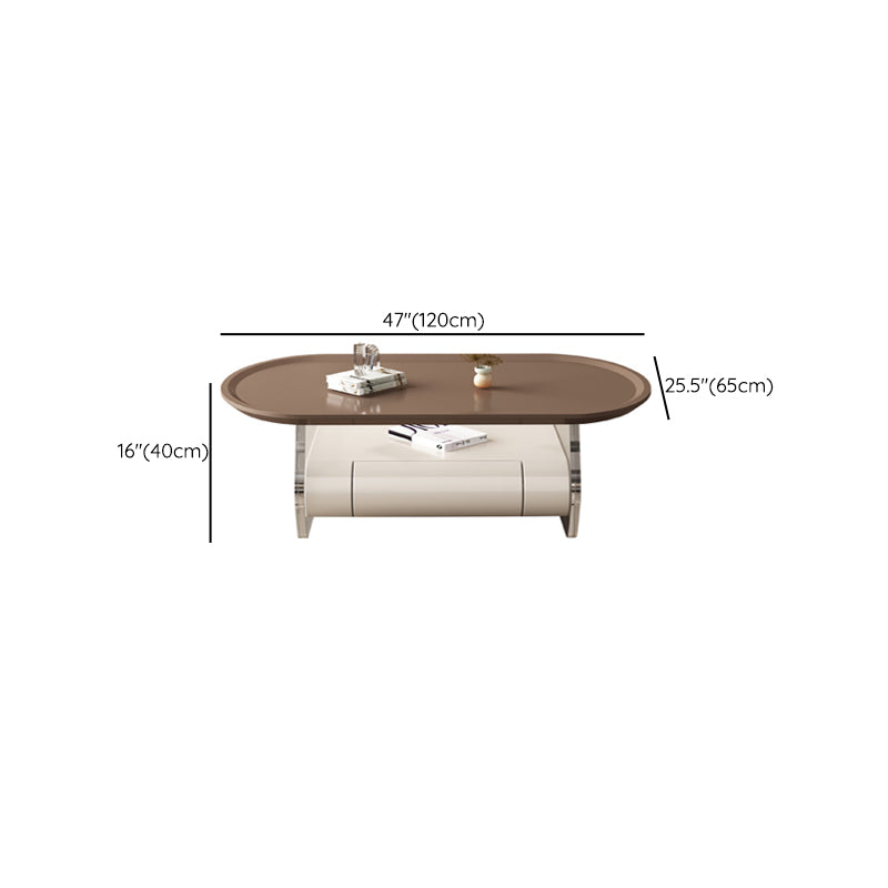 Tavolino ellittico marrone 15,7 "H 1 tavolino da cocktail con gambe acriliche