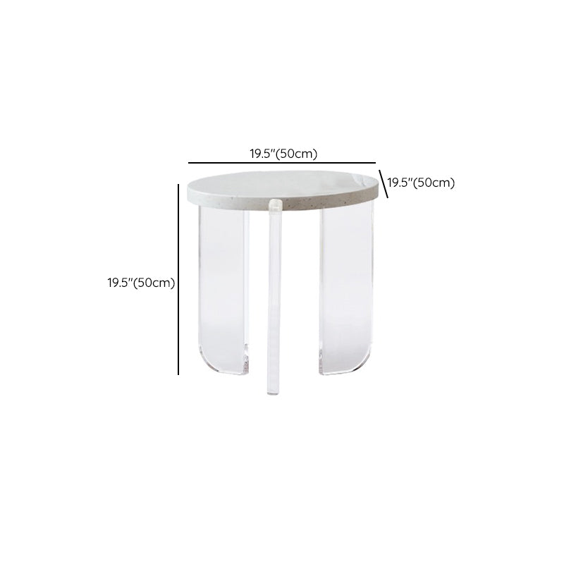 Contemporary Round Terrazzo Coffee Table in White Acrylic Legs 1 Single Cocktail Table Clearhalo 'Coffee & Accent Tables' 'Coffee Tables' 'coffee_tables' 'furn' 'furn_coffee_tables' 'Furniture' 'Living Room Furniture' 6993672