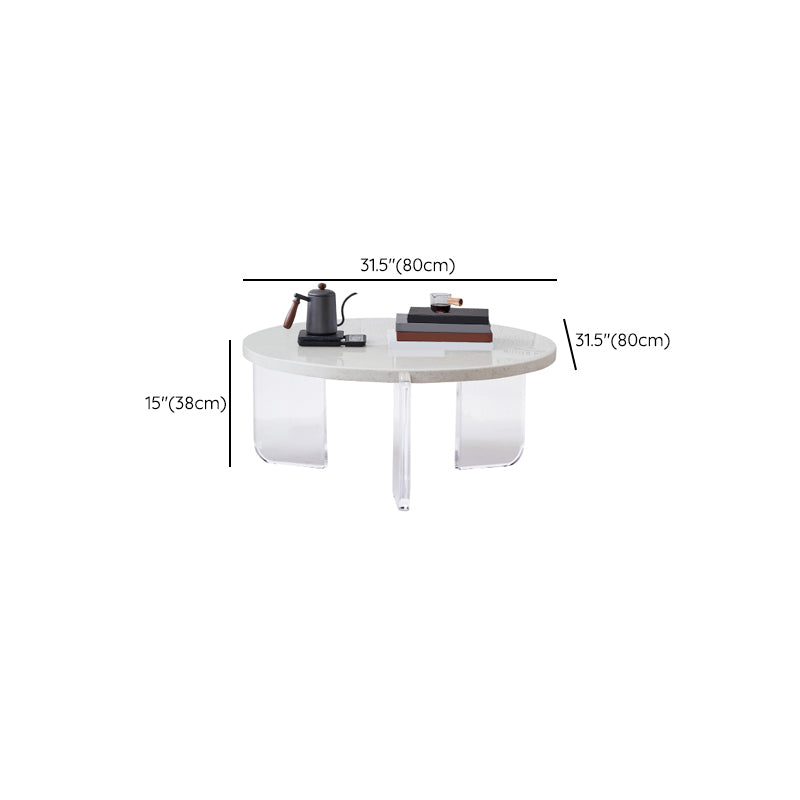 Contemporary Round Terrazzo Coffee Table in White Acrylic Legs 1 Single Cocktail Table Clearhalo 'Coffee & Accent Tables' 'Coffee Tables' 'coffee_tables' 'furn' 'furn_coffee_tables' 'Furniture' 'Living Room Furniture' 6993673