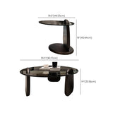 Tavolino rotondo a 2 pezzi moderno in vetro espresso nidificazione in legno tavolino