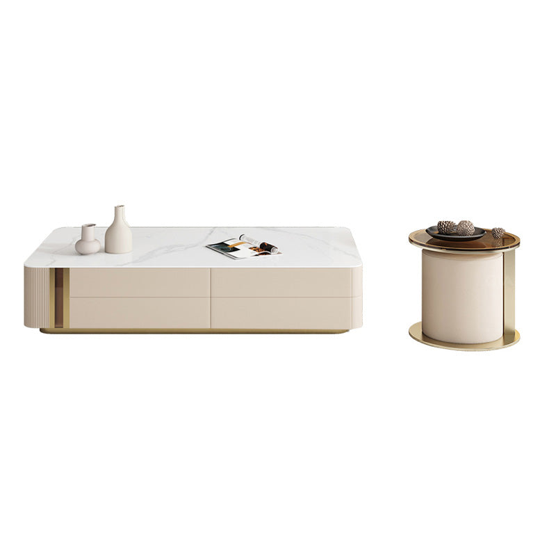 Slate Rectangular Coffee Table White Coffee Table Set with Drawer Clearhalo 'Coffee & Accent Tables' 'Coffee Tables' 'coffee_tables' 'furn' 'furn_coffee_tables' 'Furniture' 'Living Room Furniture' 6993723