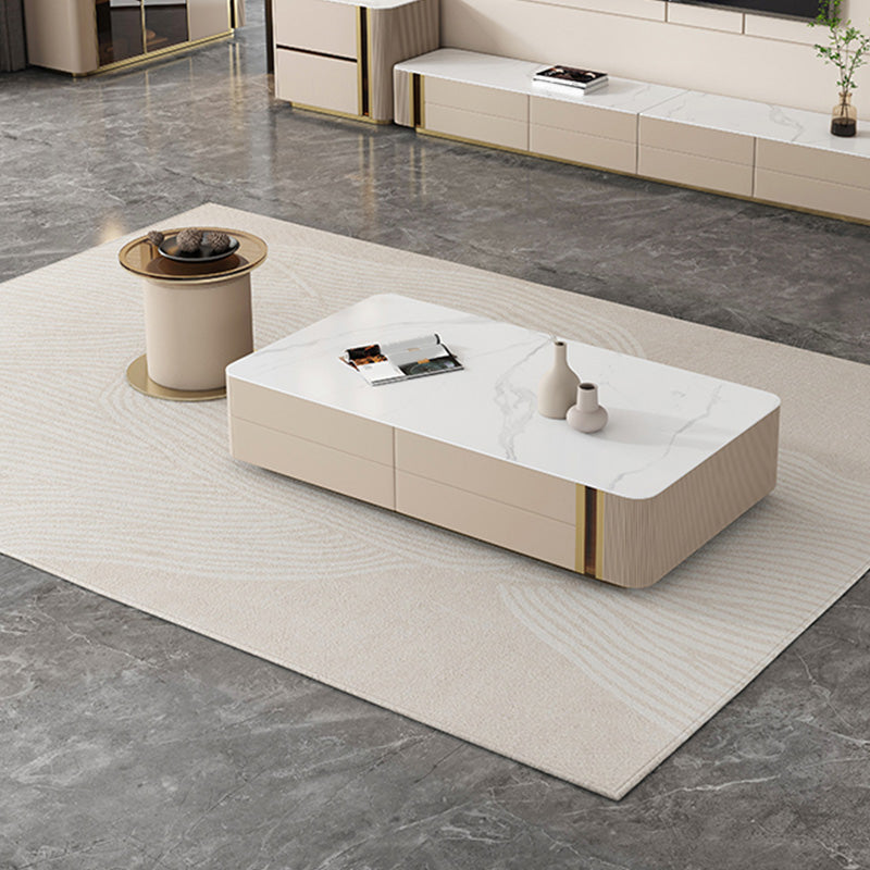 Slate Rectangular Coffee Table White Coffee Table Set with Drawer Clearhalo 'Coffee & Accent Tables' 'Coffee Tables' 'coffee_tables' 'furn' 'furn_coffee_tables' 'Furniture' 'Living Room Furniture' 6993732