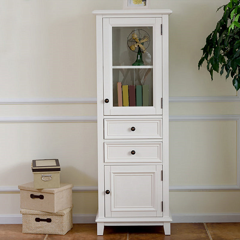 Contemporary Solid Wood Side Cabinet 2-Door and 2-Drawer Water Resistant Chest in White Clearhalo 'Cabinets & Chests' 'cabinets_chests' 'furn' 'furn_cabinets_chests' 'Furniture' 'Living Room Furniture' 6993753