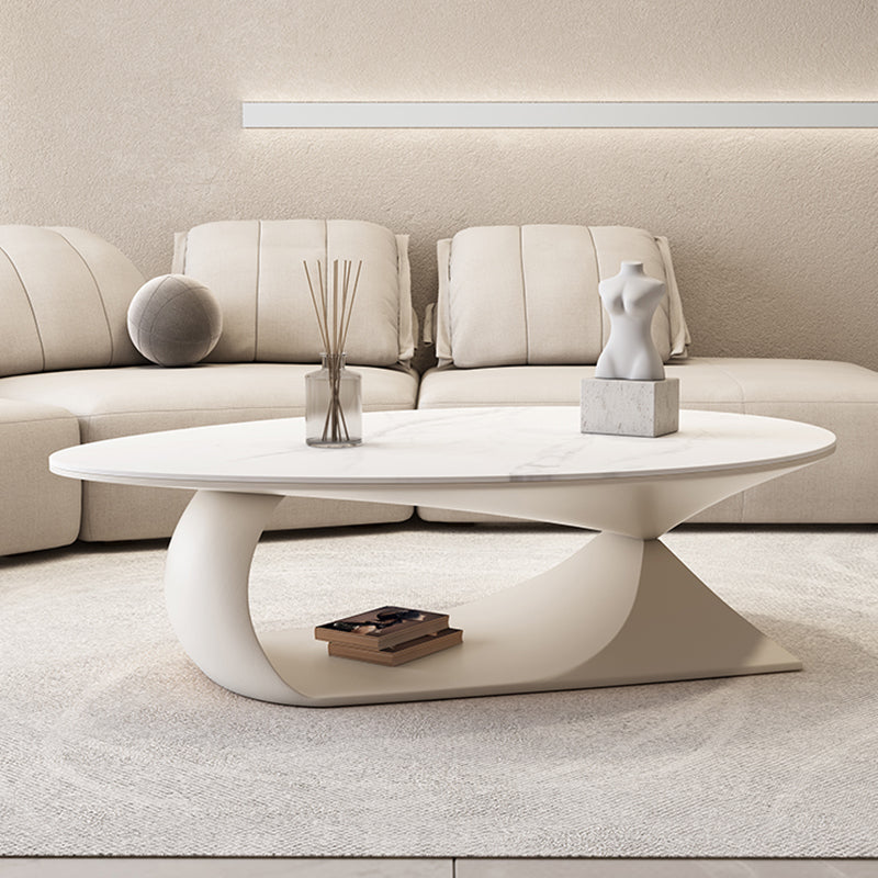Modern Abstract Coffee Table Slate Geometric Coffee or End Table 51"L x 31"W x 15"H White Clearhalo 'Coffee & Accent Tables' 'Coffee Tables' 'coffee_tables' 'furn' 'furn_coffee_tables' 'Furniture' 'Living Room Furniture' 6993773