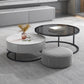 Modern Round Glass & Slate Coffee Table Set Frame Cocktail Table with Drawer Clearhalo 'Coffee & Accent Tables' 'Coffee Tables' 'coffee_tables' 'furn' 'furn_coffee_tables' 'Furniture' 'Living Room Furniture' 6993849