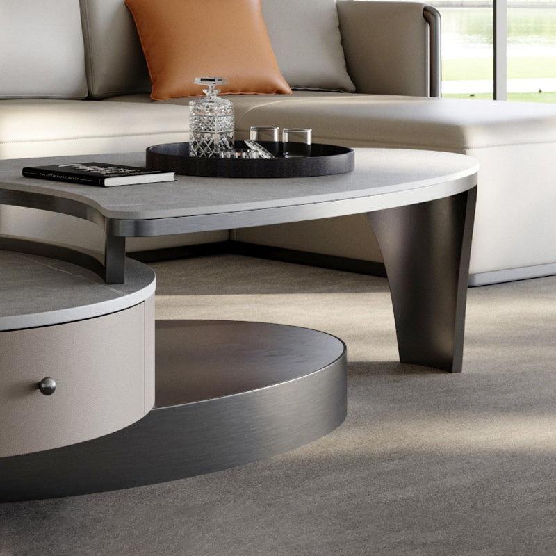 Schiefernistkaffeetisch Set Sockel Couchtisch mit 2 Schubladen