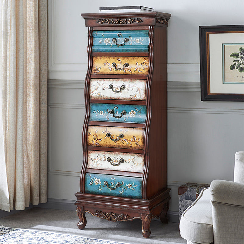 Industrial Side Cabinet in Solid Wood with 7 Drawers Bracket Legs Accent Chest Blue Clearhalo 'Cabinets & Chests' 'cabinets_chests' 'furn' 'furn_cabinets_chests' 'Furniture' 'Living Room Furniture' 6994022
