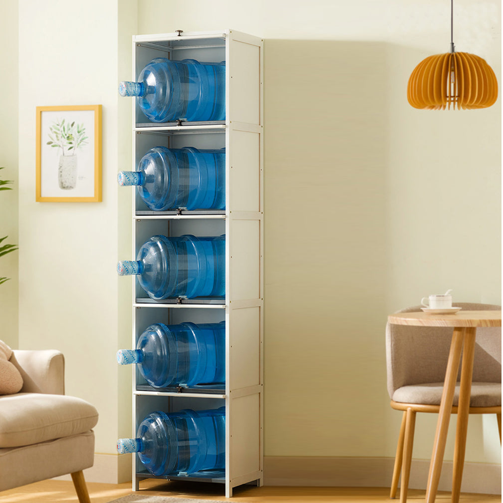 Contemporary Bamboo Accent Cabinet in White 12.6" D Chest with Glass Paned Clearhalo 'Cabinets & Chests' 'cabinets_chests' 'furn' 'furn_cabinets_chests' 'Furniture' 'Living Room Furniture' 6994043