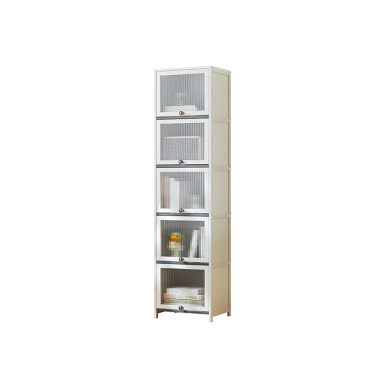 Contemporary Bamboo Accent Cabinet in White 12.6" D Chest with Glass Paned Clearhalo 'Cabinets & Chests' 'cabinets_chests' 'furn' 'furn_cabinets_chests' 'Furniture' 'Living Room Furniture' 6994044