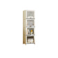 Contemporary Bamboo Accent Cabinet in White 12.6" D Chest with Glass Paned 16"L x 13"W x 55"H Clearhalo 'Cabinets & Chests' 'cabinets_chests' 'furn' 'furn_cabinets_chests' 'Furniture' 'Living Room Furniture' 6994045