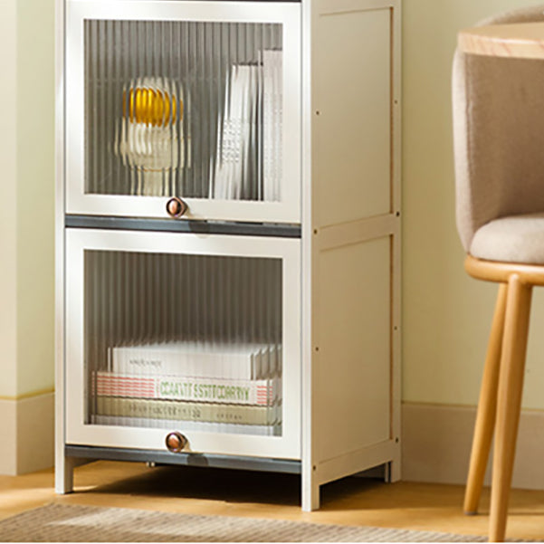 Contemporary Bamboo Accent Cabinet in White 12.6" D Chest with Glass Paned Clearhalo 'Cabinets & Chests' 'cabinets_chests' 'furn' 'furn_cabinets_chests' 'Furniture' 'Living Room Furniture' 6994049