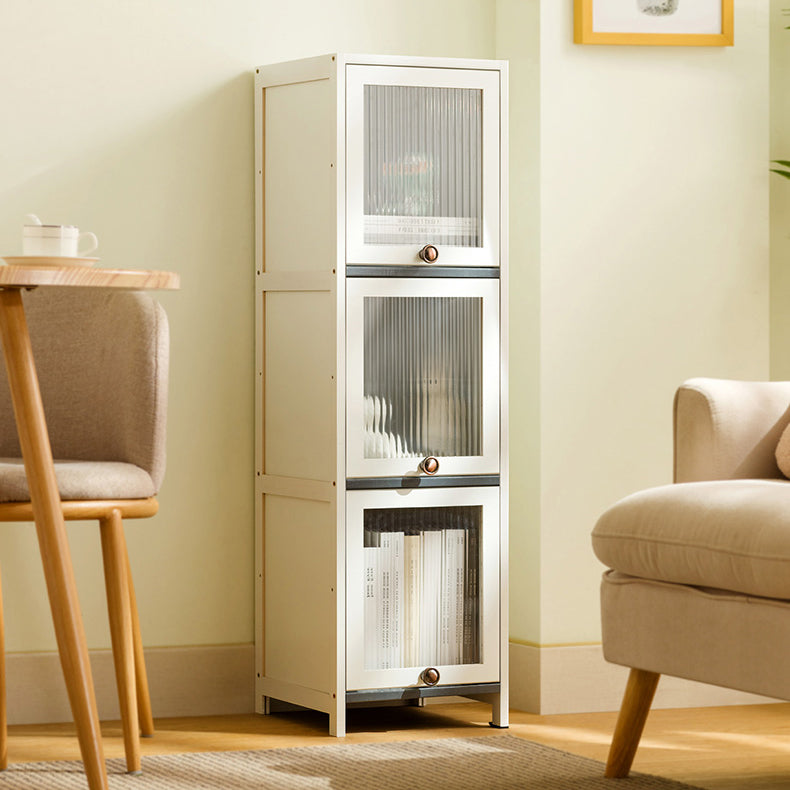 Contemporary Bamboo Accent Cabinet in White 12.6" D Chest with Glass Paned Clearhalo 'Cabinets & Chests' 'cabinets_chests' 'furn' 'furn_cabinets_chests' 'Furniture' 'Living Room Furniture' 6994050