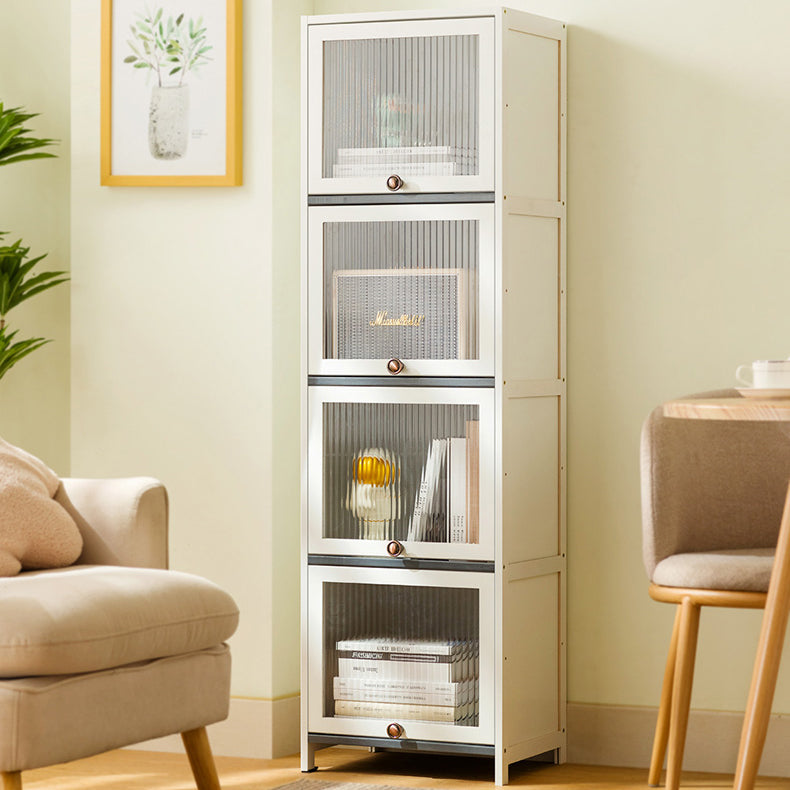 Contemporary Bamboo Accent Cabinet in White 12.6" D Chest with Glass Paned Clearhalo 'Cabinets & Chests' 'cabinets_chests' 'furn' 'furn_cabinets_chests' 'Furniture' 'Living Room Furniture' 6994052