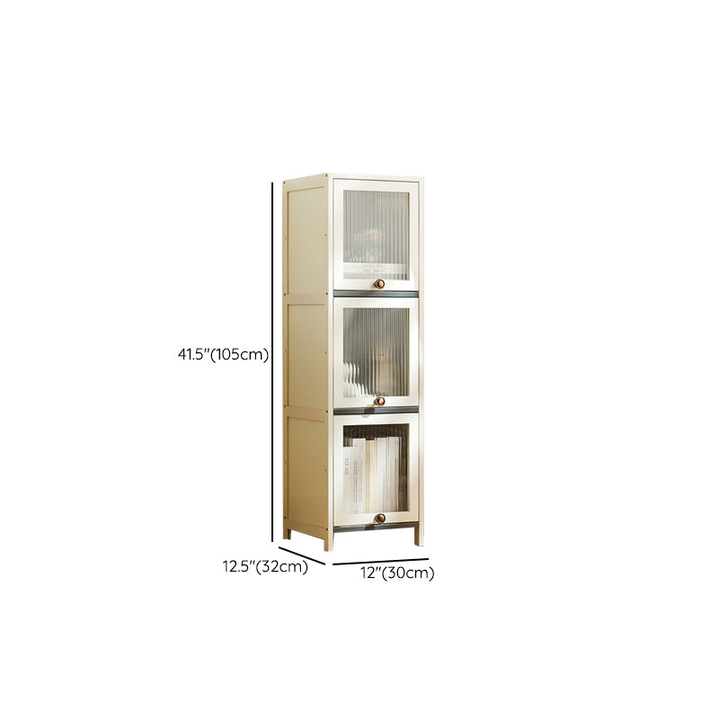 Contemporary Bamboo Accent Cabinet in White 12.6" D Chest with Glass Paned Clearhalo 'Cabinets & Chests' 'cabinets_chests' 'furn' 'furn_cabinets_chests' 'Furniture' 'Living Room Furniture' 6994056