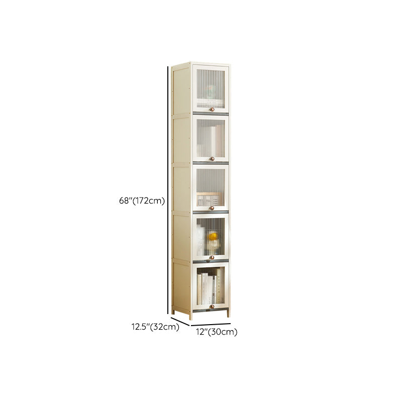 Contemporary Bamboo Accent Cabinet in White 12.6" D Chest with Glass Paned Clearhalo 'Cabinets & Chests' 'cabinets_chests' 'furn' 'furn_cabinets_chests' 'Furniture' 'Living Room Furniture' 6994058