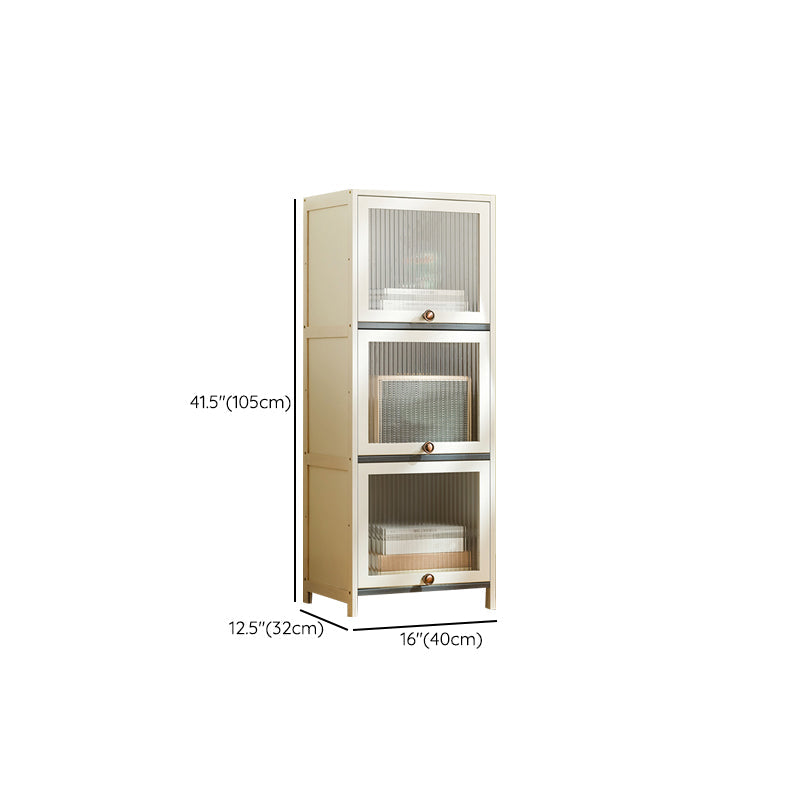 Contemporary Bamboo Accent Cabinet in White 12.6" D Chest with Glass Paned Clearhalo 'Cabinets & Chests' 'cabinets_chests' 'furn' 'furn_cabinets_chests' 'Furniture' 'Living Room Furniture' 6994059