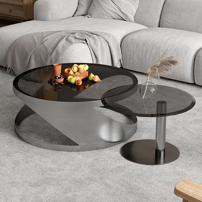 Glass Top Coffee or End Table Black Abstract Coffee Cocktail Table