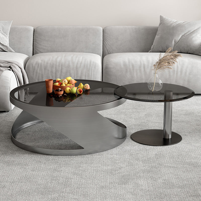 Glass Top Coffee or End Table Black Abstract Coffee Cocktail Table