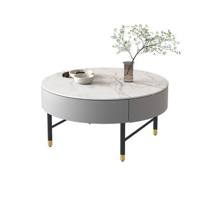 Modern Round Nesting Coffee Table Set Frame Coffee Table with Storage 31.5"L x 31.5"W x 17.7"H Clearhalo 'Coffee & Accent Tables' 'Coffee Tables' 'coffee_tables' 'furn' 'furn_coffee_tables' 'Furniture' 'Living Room Furniture' 6994094