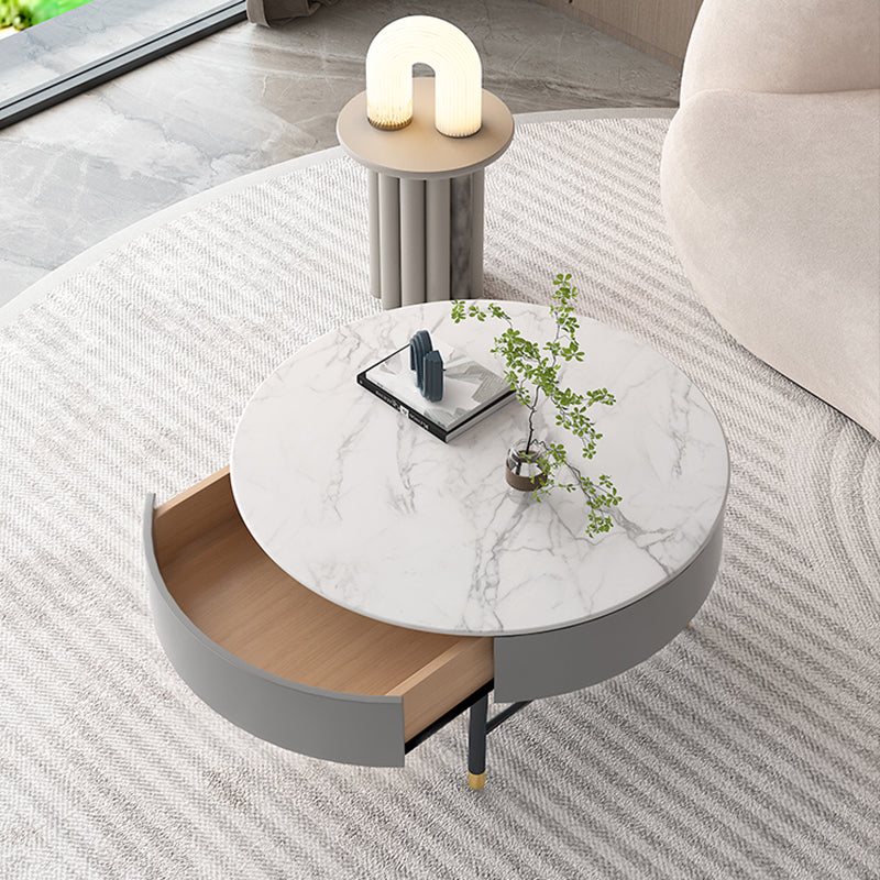 Modern Round Nesting Coffee Table Set Frame Coffee Table with Storage Clearhalo 'Coffee & Accent Tables' 'Coffee Tables' 'coffee_tables' 'furn' 'furn_coffee_tables' 'Furniture' 'Living Room Furniture' 6994097