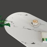 Framio di tavolino singolo di ardesia e metallo ovale 1 tavolino da caffè