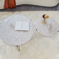 Eigentijdse ronde terrazzo cocktailtafel metaal/acryl salontafel met 3 poten
