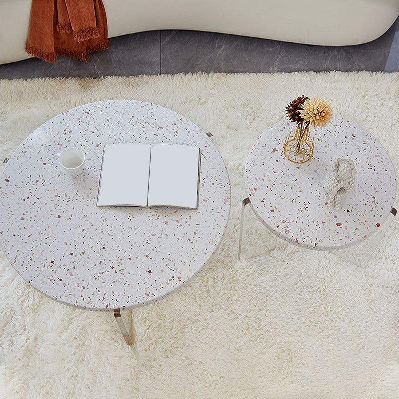Eigentijdse ronde terrazzo cocktailtafel metaal/acryl salontafel met 3 poten