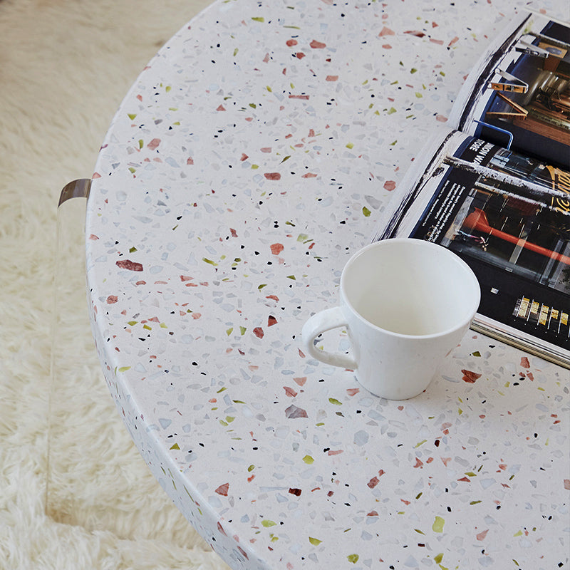 Eigentijdse ronde terrazzo cocktailtafel metaal/acryl salontafel met 3 poten