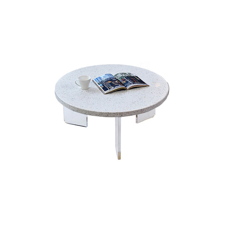 Eigentijdse ronde terrazzo cocktailtafel metaal/acryl salontafel met 3 poten