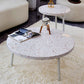 Eigentijdse ronde terrazzo cocktailtafel metaal/acryl salontafel met 3 poten