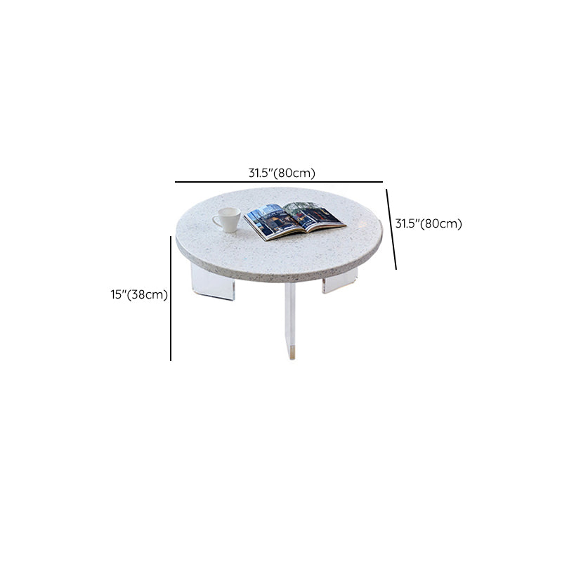 Eigentijdse ronde terrazzo cocktailtafel metaal/acryl salontafel met 3 poten
