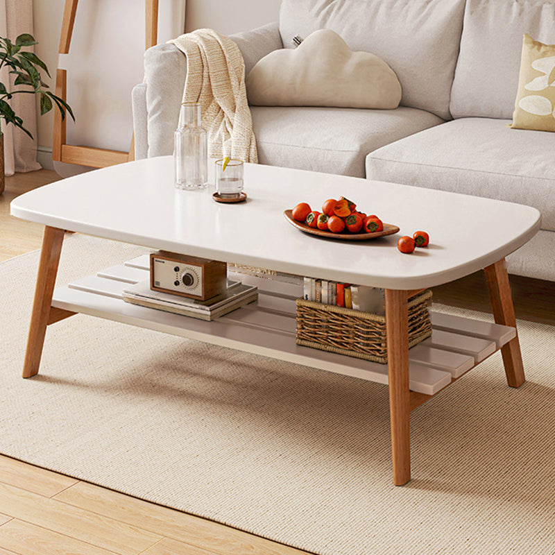 Rectangle Bunching Tables Solid Wood Coffee or End Table with Storage Shelf White Clearhalo 'Coffee & Accent Tables' 'Coffee Tables' 'coffee_tables' 'furn' 'furn_coffee_tables' 'Furniture' 'Living Room Furniture' 6994281