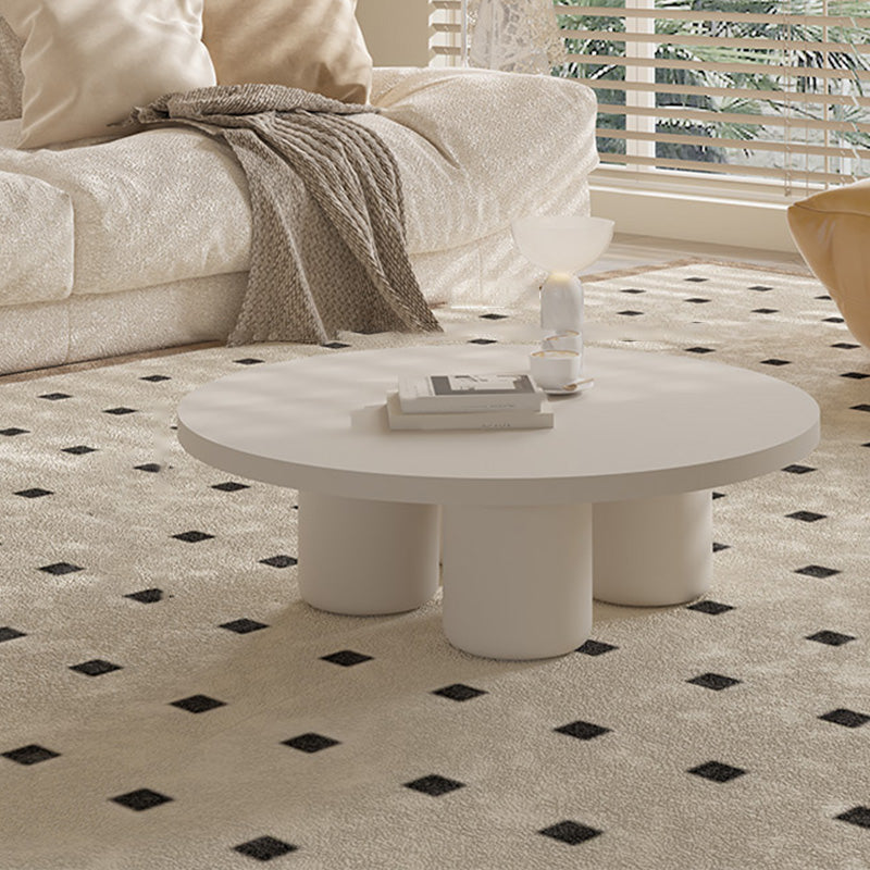 Contemporary Coffee Table Wooden Round Coffee Cocktail Table White Clearhalo 'Coffee & Accent Tables' 'Coffee Tables' 'coffee_tables' 'furn' 'furn_coffee_tables' 'Furniture' 'Living Room Furniture' 6994358