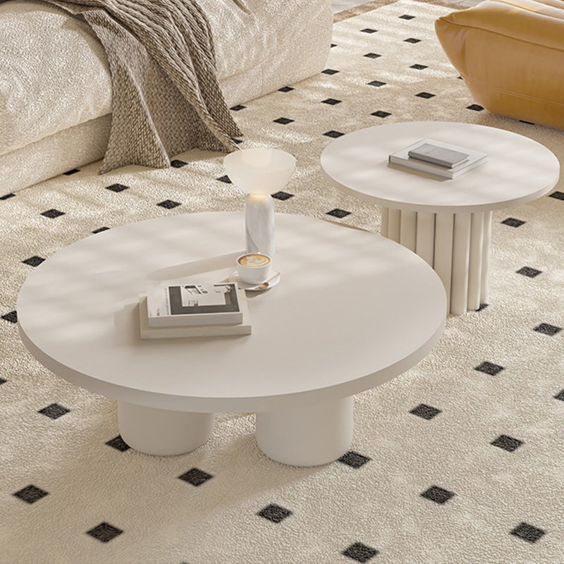 Contemporary Coffee Table Wooden Round Coffee Cocktail Table White Clearhalo 'Coffee & Accent Tables' 'Coffee Tables' 'coffee_tables' 'furn' 'furn_coffee_tables' 'Furniture' 'Living Room Furniture' 6994362