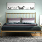 Metal and Wood Standard Bed Rectangular Slat Bed with Headboard