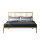 Metal and Wood Standard Bed Rectangular Slat Bed with Headboard